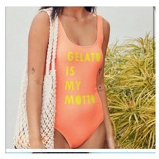 Aerie Orange Sherbet Scoop Back One Piece Swimsuit Size Small