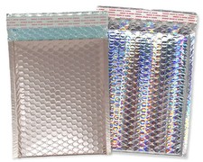 Nude Pink  Holographic Bubble Mailer 9.5x13 Metallic Foil Padded Envelopes Pack