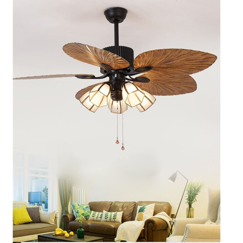 Palm Leaf Ceiling Fan With Light And Remote Control Shelly Lighting
