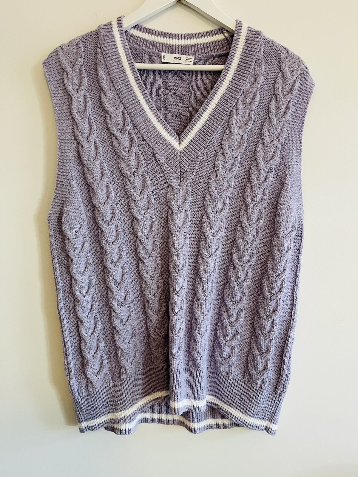 Mango Women's Lilac Cable Knit Sweater Vest Size S To L