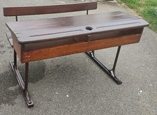 Pupitre bureau d'écolier ancien vintage