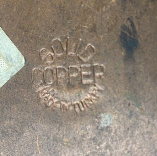 Solid Copper Pitcher Wide Belly Bottom Jug Turkey Cottagecore Flowers Plants Vtg