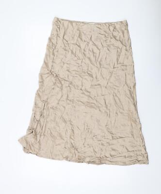 Marks and Spencer Damen Beige Viskose A-Linie Rock Größe 14