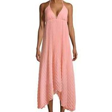 Alice and Olivia Adalyn chiffon pleated chevron halter dress