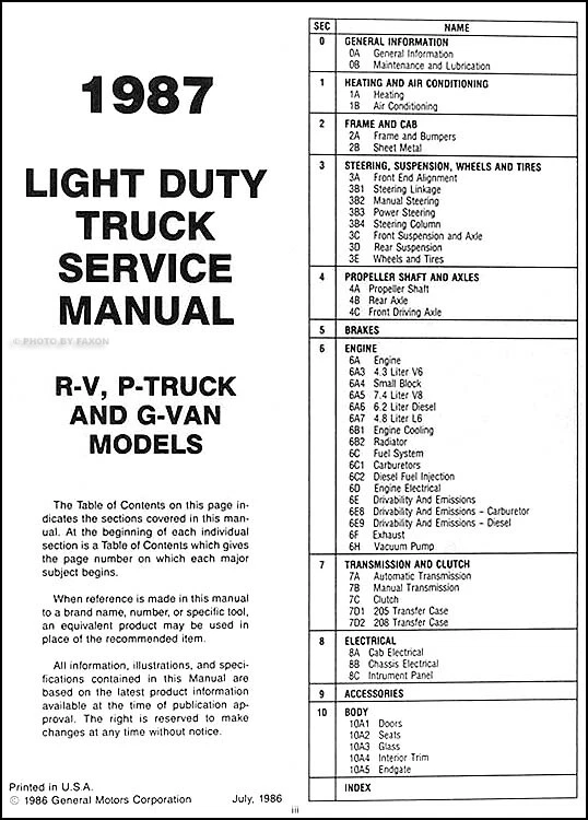 1987 Chevrolet грузовик магазин ручной пикап Blazer пригородный фургон ремонт сервисная книга - Изображение 2 из 2