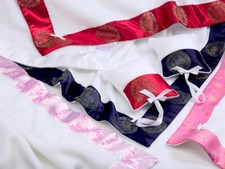 Blauen fleece baby blanket with royal blue Chinese Brocade satin edge, NWT