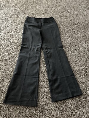 Express Dress Pants Womens 00S Gray Editor Flared Flat Front Low Rise Classic