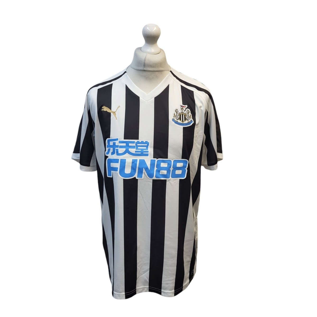 Puma Newcastle Utd White Black Fun88 Football Shirt UK Men's Size