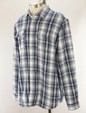SCOTCH & SODA Mens Blue White Check Regular Fit Cotton Flannel Shirt XL NWT