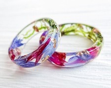 Cornflower Resin ring Multicolor Stacking engagement ring for women Anniversary