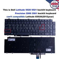 New US Keyboard Backlit for Dell Latitude 5520 5521 Precision 3560 3561 N7N16