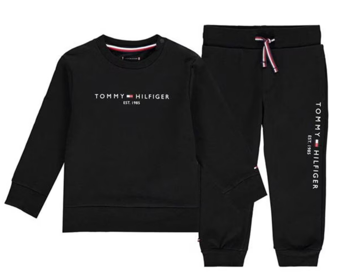 Tommy Hilfiger Essential Crew Neck Jogger Set - Black - Newborn RRP £75