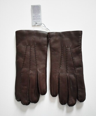 New RALPH LAUREN PURPLE LABEL Brown Lamb LEATHER CASHMERE Lined