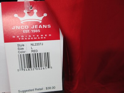 NWT Vintage Y2K JNCO Jeans Men's Large Red Black Button Shirt w