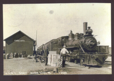 REAL PHOTO SWEA CITY IOWA RAILROAD DEPOT TRAIN STATION POSTCARD COPY | eBay
