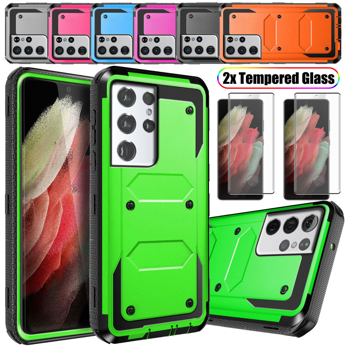 For Samsung Galaxy S23 S22 S21 S20 S10 S9 S8 S7 Hard Phone Case+Screen