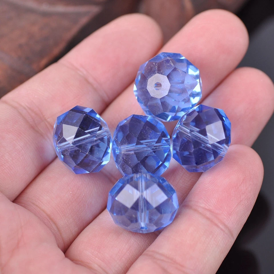 10pcs 18x13mm Big Rondelle Faceted Crystal Glass Loose Beads for Jewelry Making - Image 3 of 4