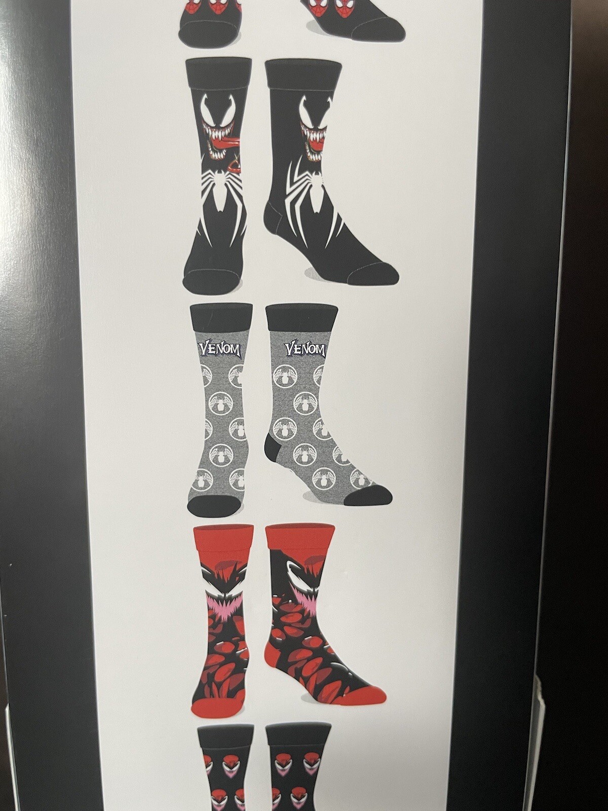 Marvel Spiderman Venom Men's Crew Socks 6-Pair Size 8-12 Casual Comic image 4