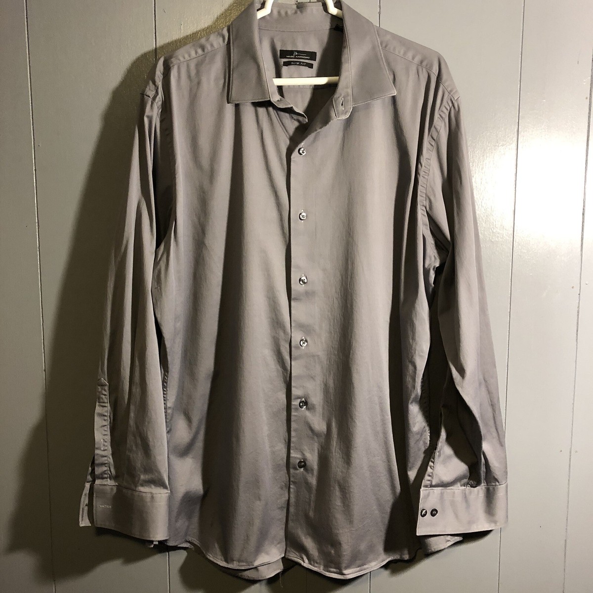 marc anthony dress shirts Men's Large Long Sleeve Shirt Burgundy & Gray Plaid w/pocket perfect for adding a touch of sophistication to your attire Marc Anthony Mens Button Up