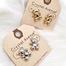 NEW Cuddly Teddy Bear Dainty Cute Kawaii Angelcore Stud Earrings Gold or Silver