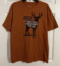 Bass Pro Shop Medium Men’s Tshirt Orange With Deer Graphic And Saying 