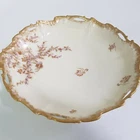 Antique Limoges France porcelain dish Art Nouveau reticulated floral gilt edge