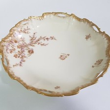 Antike Limoges Frankreich Porzellan Schale Jugendstil Netz floral Goldrand