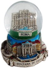 new Souvenir Snowdome Italy Snowglobe Rome Fontana di Trevi.Trevi Fountain 95mm