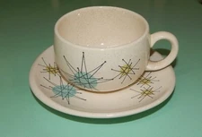 Mid Century Modern Franciscan Atomic Starburst Cup & Saucer Set