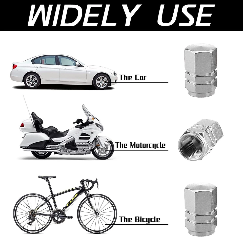 4X Silver Aluminum Metal Wheel / Tire Valve Stem Air Caps for Chrysler 200 300 - Image 3 of 4