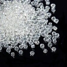 10/0 Glass Seed Beads Round Rocailles Clear About 2mm Dia Silver Lined 100 Grams