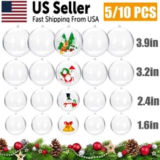5/10pcs Clear Plastic Fillable Ornaments,Transparent DIY Christmas Fillable Ball