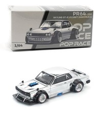 Pop Race Nissan Skyline GT-R V8 Drift Hakosuka Silver Chrome 1:64 PR640330