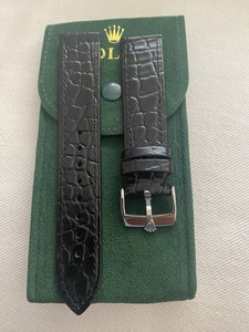 ROLEX Black Vintage Leather Band 20mm With  Rolex Buckle NOS Pre-Owned