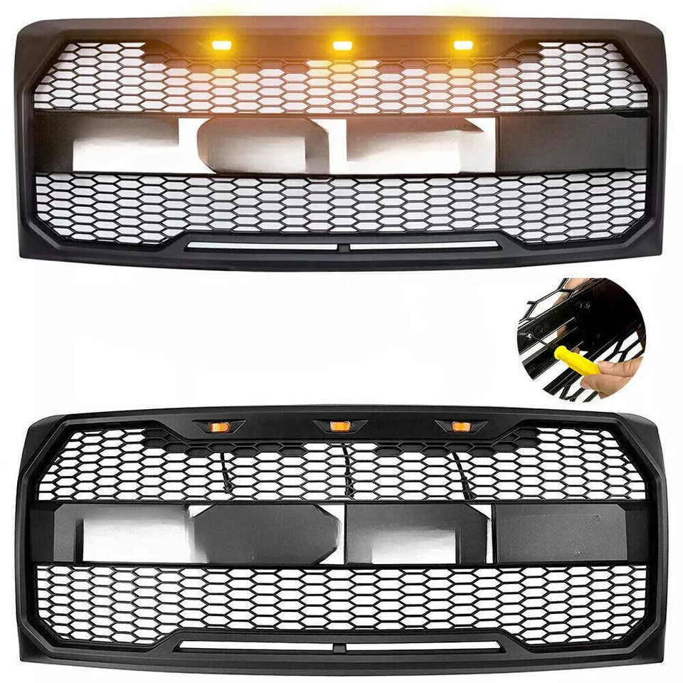Black Raptor Style Front Bumper Grille Hood Grill For Ford F150 2009-2014 Foto 4 de 4