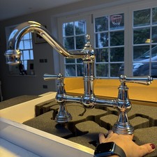 Perrin & Rowe Provence Chrome Kitchen Sink Bridge Mixer Tap & Rinse 4756CP