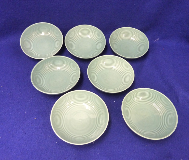 ROYAL DOULTON GORDAN RAMSAY LIGHT BLUIE AQUA  7" SOUP/CEREAL BOWLS LOT SET OF 7