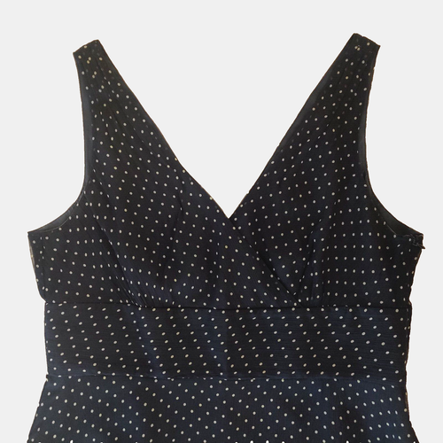 JCrew Silk Crepe Polka Dot Dress Size 14 Navy Tan Date Party Wedding Guest $198 - Picture 5 of 16