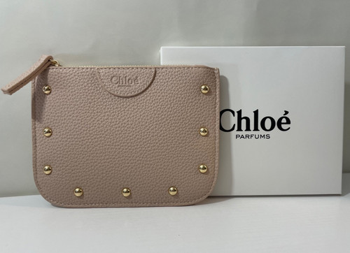 Chloe Parfum Soft Pink With Gold Trimmings Hardware Pouch Cosmetics Bag NEW