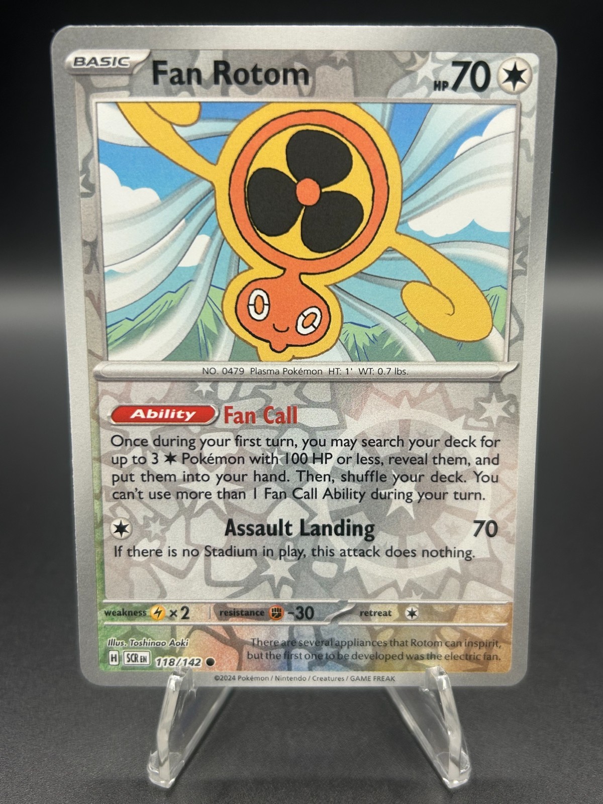 • Fan Rotom • 118/142 Reverse Holo SV07 Stellar Crown Pokemon TCG NM
