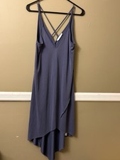 Lush Dress XS Blue Strappy V Neck Layered Hem Modal Soft Casual Womens