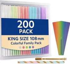 200 Pack Colorful Rolling Papers Pre Rolled Cones King Size - 108mm King Size