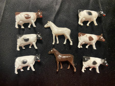 Vintage HO Scale Mixed Lot of Farm Animals Cows 6 Horses 2 