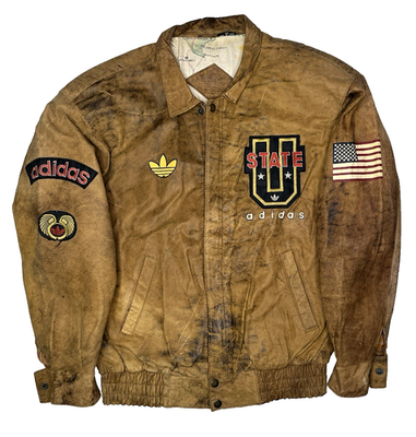 h*a様 MB American Vintage LEATHER OUTER Ｓ Vintage Adidas Leather Jacket American Born Patches Map Lined Mens