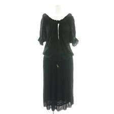 【Dresses】GUCCI Pleated Short Sleeve Dress Viscose Size S Black 340585
