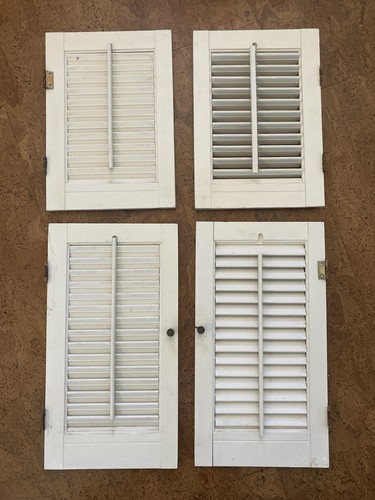 vtg  4 Wood Interior Louver Plantation Window Shutters cafe large & small 38 22