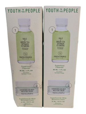 2 Sets YOUTH TO THE PEOPLE Kale + Green Tea Spinach Vitamins Cleanser 1 Oz!
