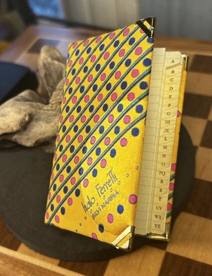 Rare Vintage Italo Ferretti Silk Address Book Silvi Marina Italy Pocket Notebook