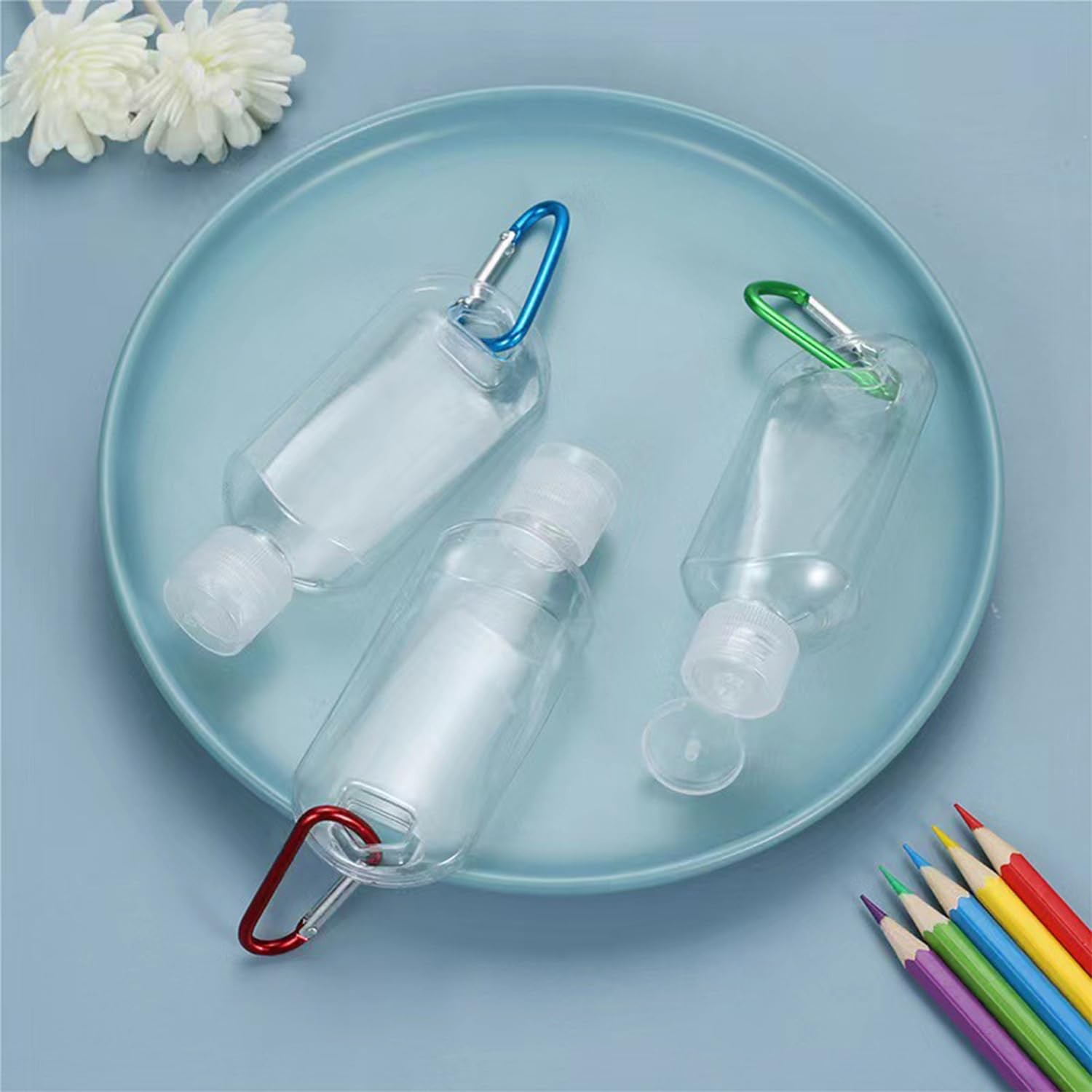 Refillable Travel Plastic Bottles Containers with Clip Hand Sanitizer Holder