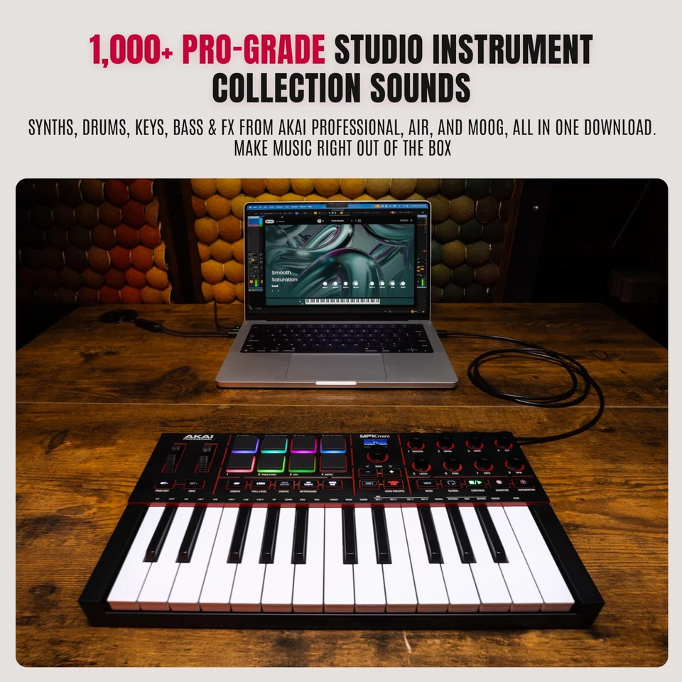 Akai MPK Mini IV USB-C MIDI Keyboard Controller - 25 Keys, MPC Pads, Software - Image 4 of 4